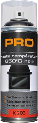 Peinture aérosol haute température 690°C noir 400ml - Bleu Distri