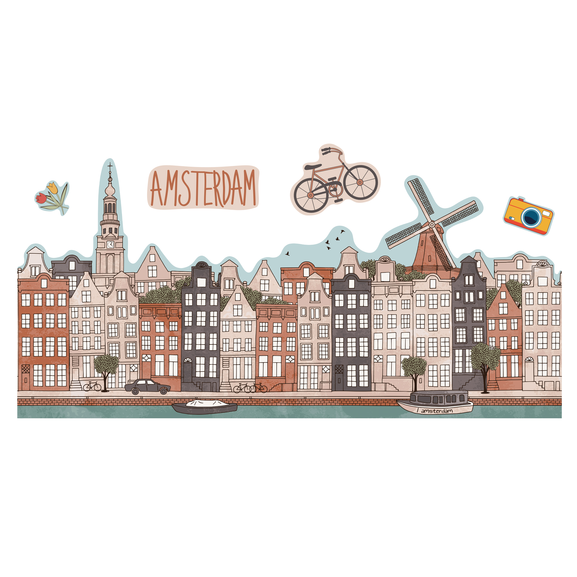 Sticker Mural skyline de Amsterdam