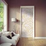 Sticker porte Nuage blanc et or